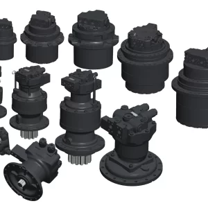 Track and swing drive piston motors